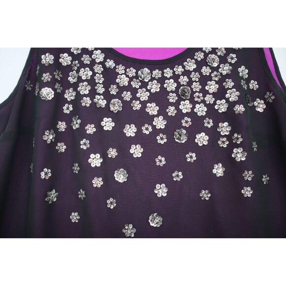 Lane Bryant Womens Plus Size 18 Purple Sleeveless Embellished Chiffon Overlay To - Picture 7 of 11